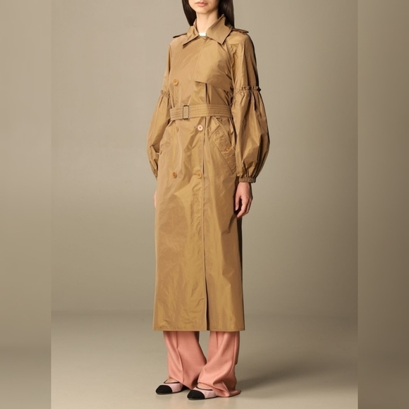 MAX MARA Silk Blend Trench Coat - Picture 1 of 14